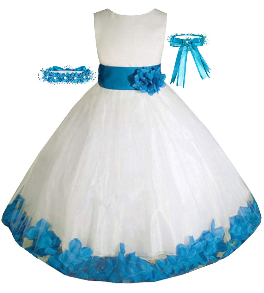 Made in USA/Ivory Tulle Rose Petals Flower Girl Wedding Pageant Easter Birthday Party Dress