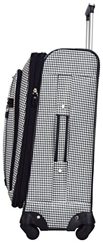Nicole Miller Designer Luggage Collection - Expandable 24 Inch Softside Bag - Durable Mid-sized Lightweight Checked Suitcase with 4-Rolling Spinner Wheels (Taylor Black/White Plaid)