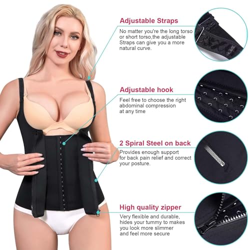 LODAY Waist Trainer Corset for Women Tummy Control Sport Workout Body Shaper Black4