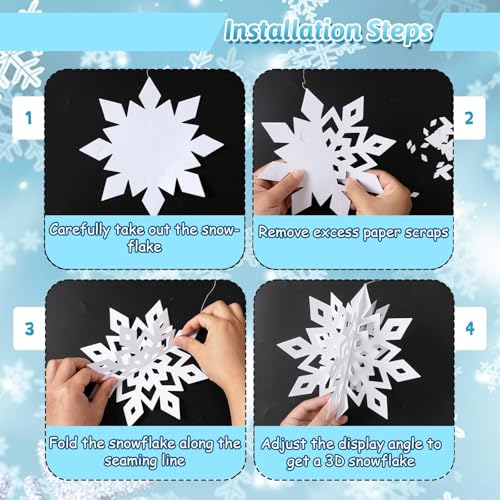 Image of Snowflake Decorations, Paper Christmas Hanging Decor Indoor, 24-Pc
