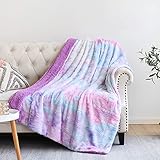 NEWCOSPLAY Super Soft Faux Fur Throw Blanket Premium Sherpa Backing Warm and Cozy Throw Decorative for Bedroom Sofa Floor (Thick-Multi Purple, Throw(50'x60'))