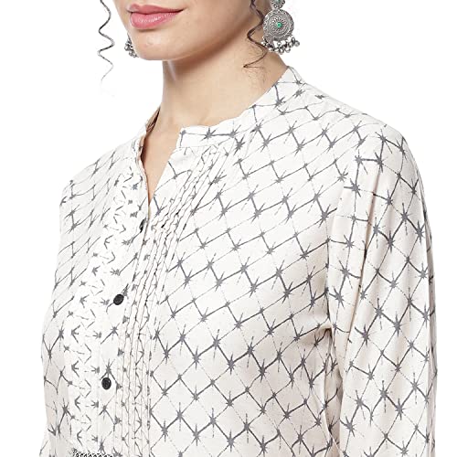 Image of Rangriti Off White Liva Straight Kurta for Women
