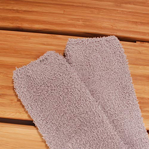 Image of BambooMN Women's Fuzzy Knee High Socks - Polka Dots and Solid Colors - 2 Sizes - 1 Pair Pack