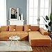 Sofahusse Ecksofa Stretch, Super Weich Samt Plüsch Sofabezug Für L Form Sofa Waschbarer 2 Stück Sofabezug L Form Für Wohnzimmer-Orange-4 Sitzer+4 Sitzer