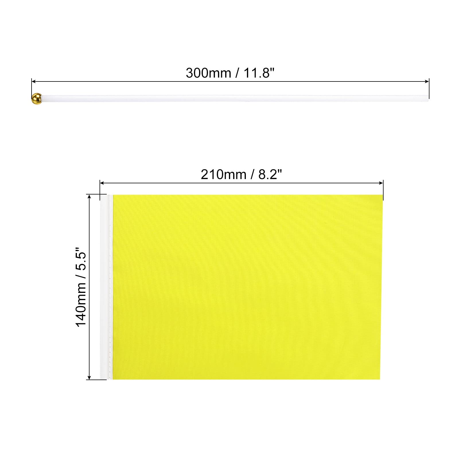 sourcing map Bandiera gialla bastone tenuto in mano piccolo piccolo banner bandiera fai da te 11,8 pollici x 17,8 pollici rettangolare per festival eventi festa confezione da 12