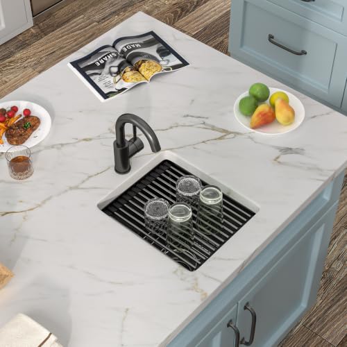 Image of 13 inchx15 inch Black Bar Prep Sink Undermount Workstation | Gunmetal Black NANO-PVD 16 Gauge T304 Stainless Steel Single Bowl Under Counter Basin for RV Kitchen Wet Bar Prep Station