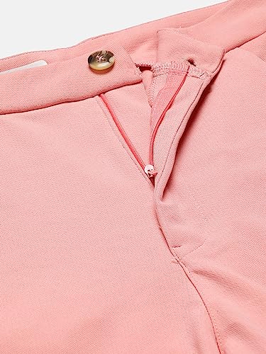 Image of KOTTY Women's High Rise Cotton Blend Relaxed Fit Trousers Baby Pink