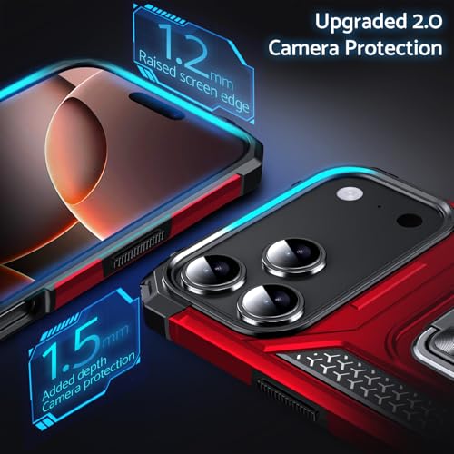 Coque antichoc iPhone 17 Pro Max de qualité militaire avec support rouge - 4