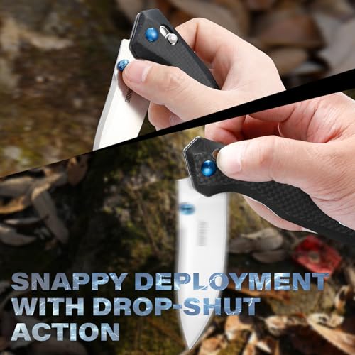 Image of Dispatch Axis Lock Folding Pocket Knife with Clip, 3.27 inch D2 Steel Blade and Carbon Fiber Handle, Camping Folding Knives for Men Women Hiking Survival Pocketknife