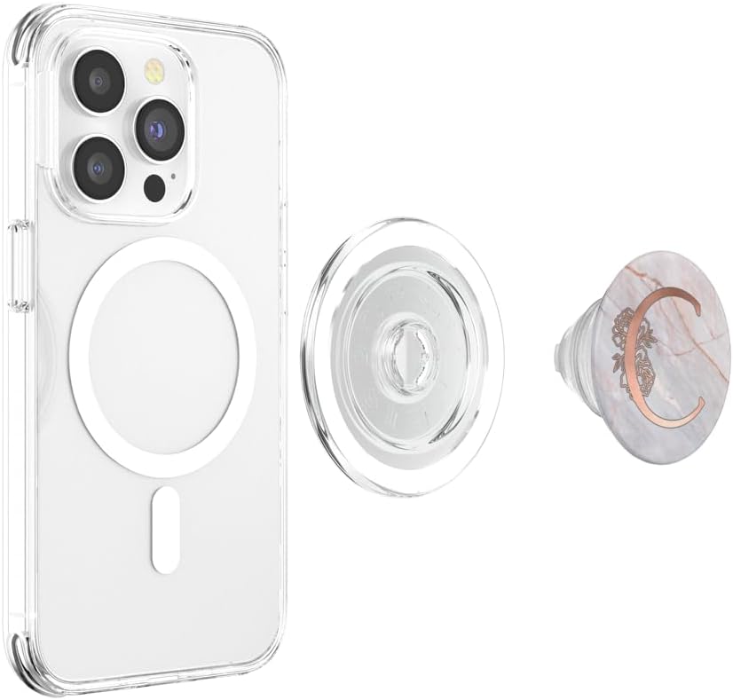 Rose Pink Letter C First Initial Monogram AAN108 PopSockets PopGrip: Swappable Grip for Phones & Tablets PopSockets PopGrip for MagSafe