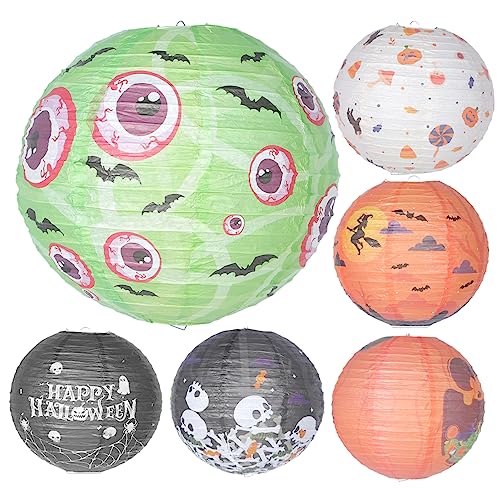 DOITOOL 6pcs Halloween Paper Lantern Set Large Paper Lanterns for Outdoor Party Decorations Halloweendecorations
