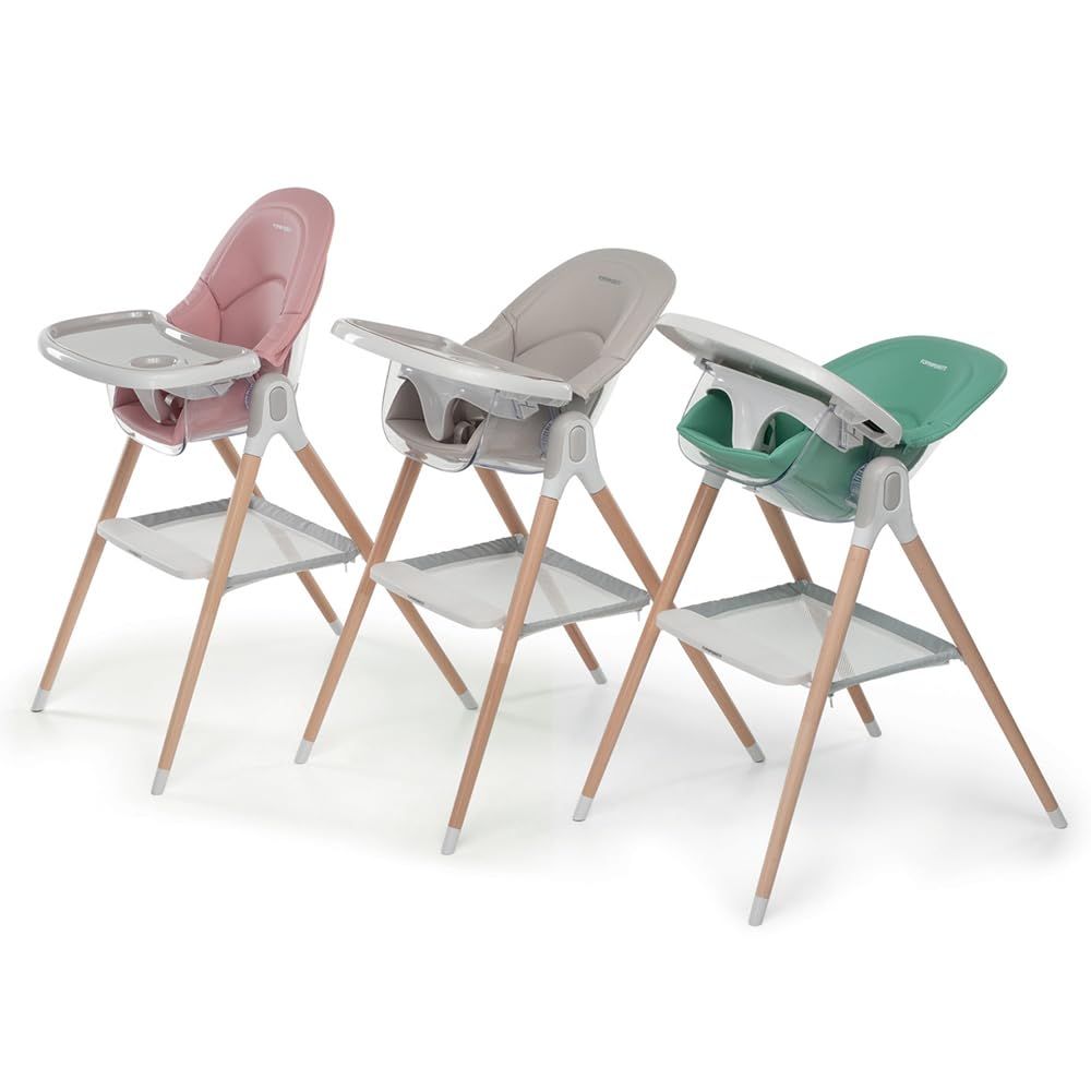 Foppapedretti Seggiolone e Baby Sedia Bonito, bambini da 6 mesi a 3 anni (fino a 15 Kg), Imbottitura Removibile e Lavabile, Seduta Ergonomica e Reclinabile, Doppio Vassoio Regolabile, Grigio