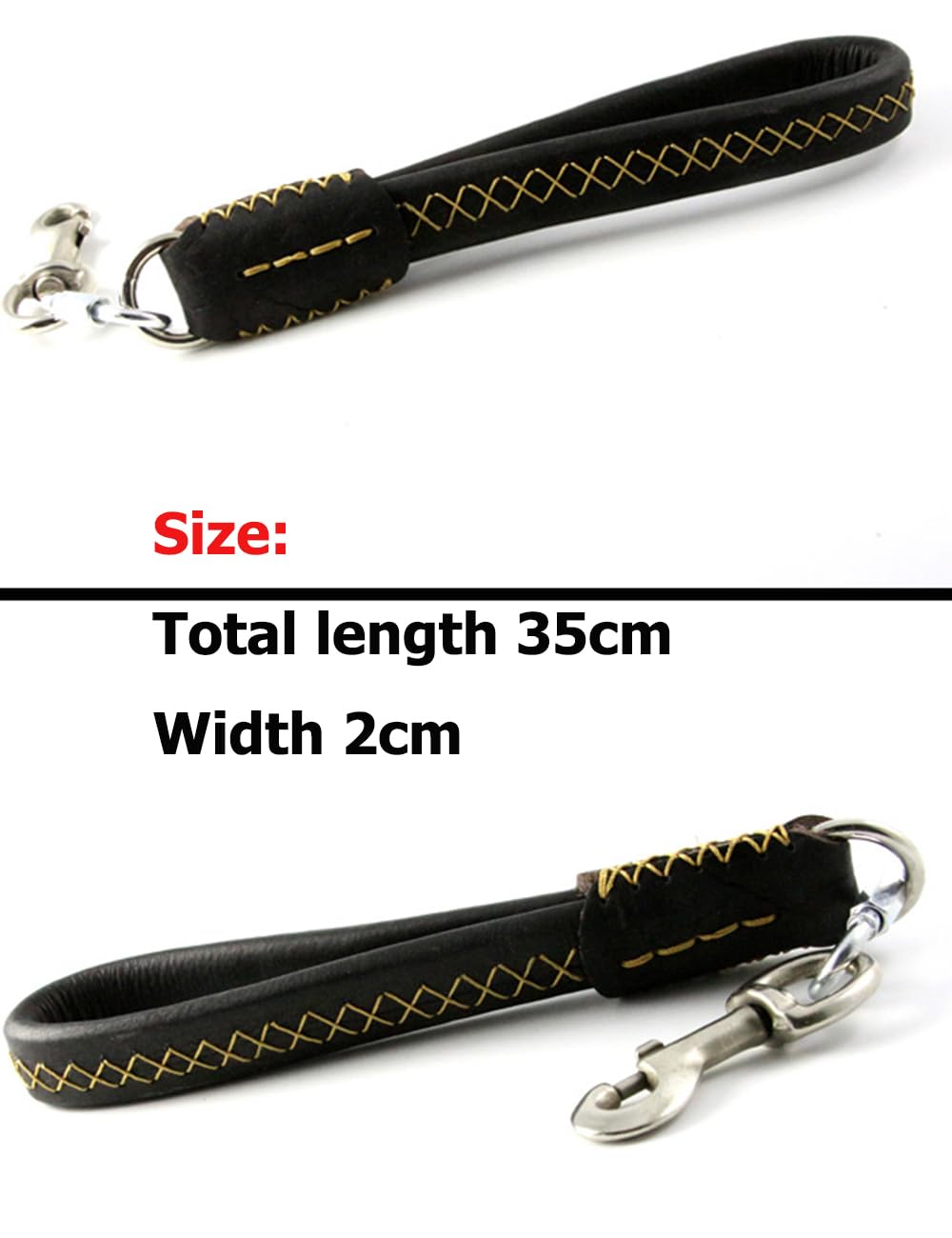 NEUSOP Genuine Leather Short Dog Leash Dog Lead Training Leash 35cm Length Padded Handle Dog Line Leash for Medium Large Dogs Training Outdoor - Image 3