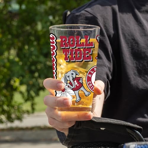 Image of Logo Brands NCAA 16 oz Pint Glass - Durable Glass With Bold Team Color- Chip-Resistant Rim Drinkware For Fans, Tailgates, Home Bars & Everyday Use