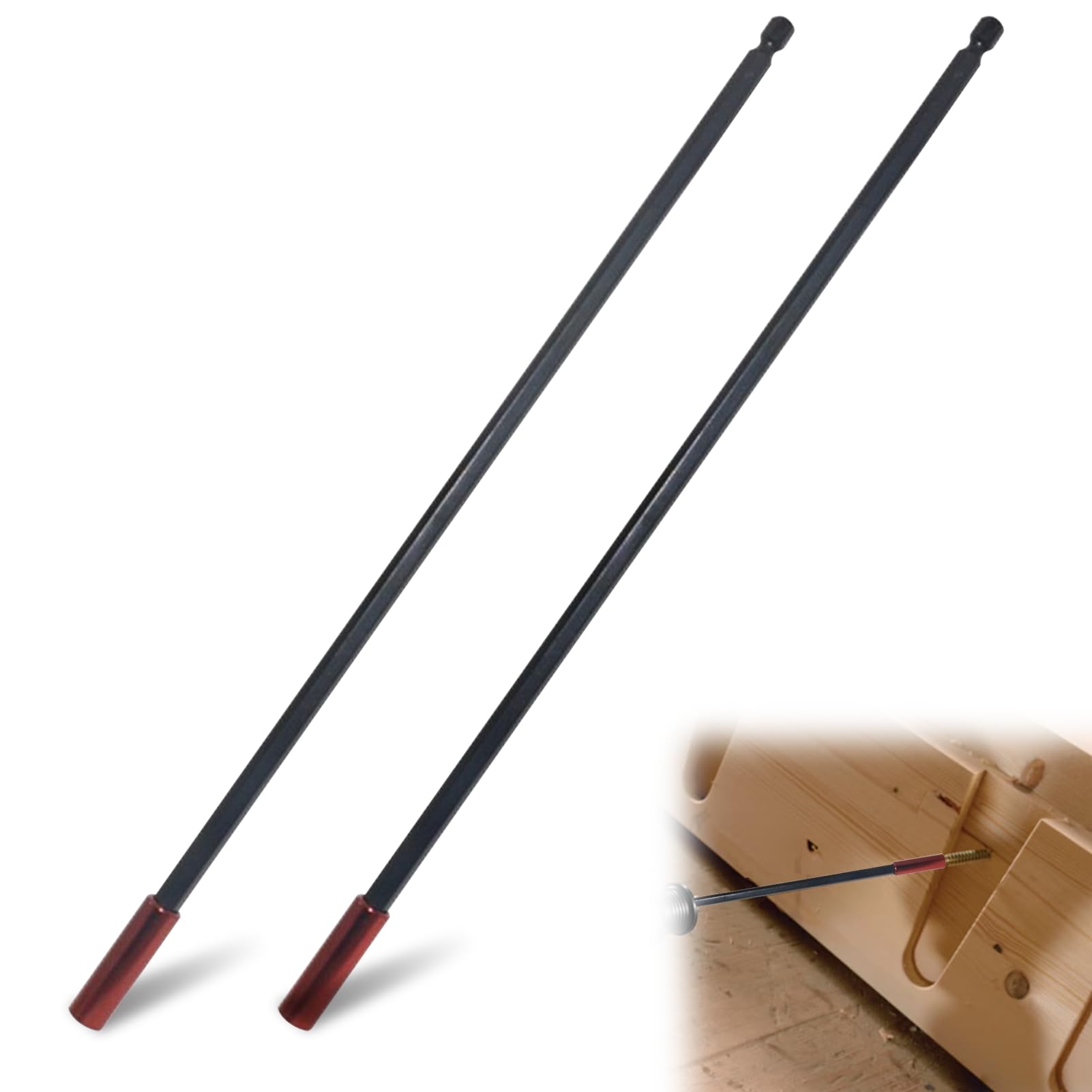 2PCS Magnetic Screwdriver Bit Holder, 300mm Drill Extension Bit Holder, Extra Long Drill Bits Extension