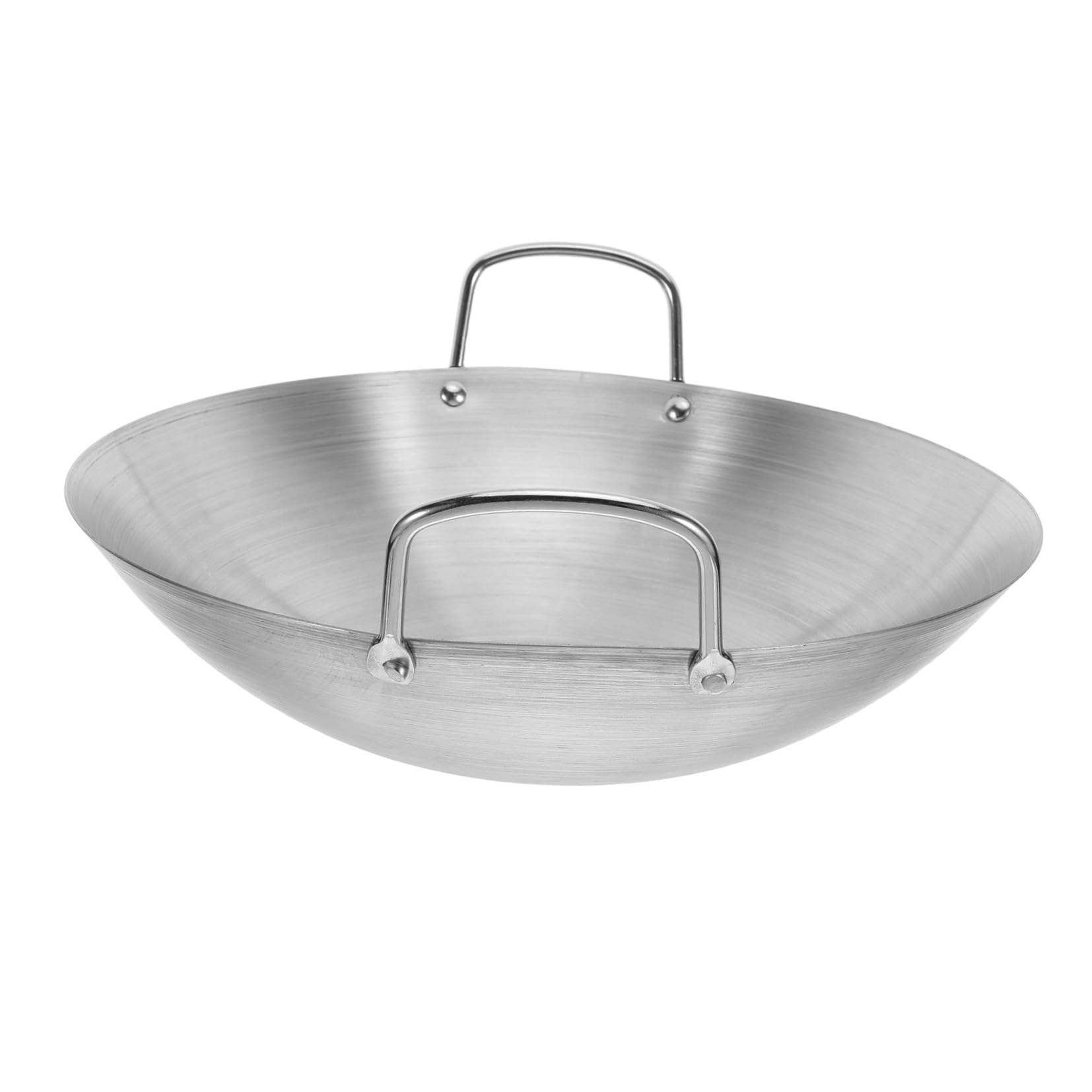 NUOBESTY 28 cm Doppelgriff-Wok-Edelstahl-Wok-Bratpfanne Mit Großer Kapazität Bratpfanne Rundboden-Wok-Mehrzweck-Eintopfpfanne Funktioniert Für Elektrische Gaskochfelder