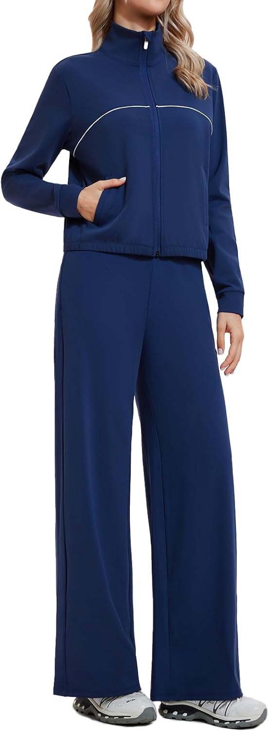 Airfree Women's 2 Piece Outfits Tracksuit Zip Up Long Sleeve Sweatshirt Wide Leg Sweatpant Matching Sets Lounge Set 2026