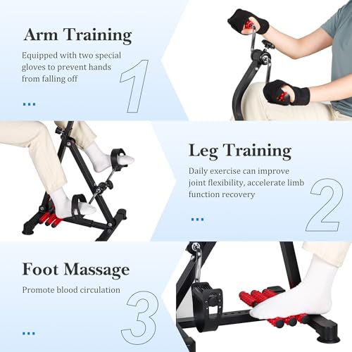 Image of Adjustable Pedal Exerciser Bike for Seniors,Hand Arm Leg and Knee Therapy, Stroke Recovery, Portable Fitness Equipment for Total Body Workout - Great Gift for Elderly Rehab