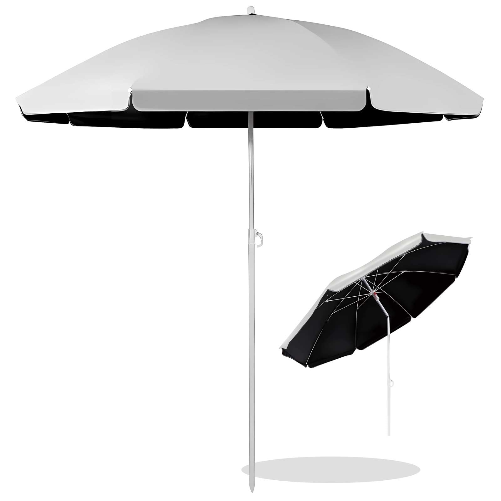 LRZPTDYU Patio Outdoor Umbrella 7ft/8ft Tiltable Portable Garden Parasol Waterproof UPF 50+ Sun Shade for Beach Market Poolside Backyard Balcony