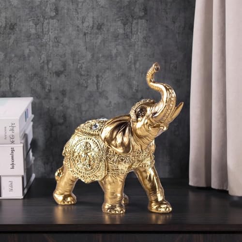 Estatua Decorativa Elefante Dorado en Resina miniatura 3