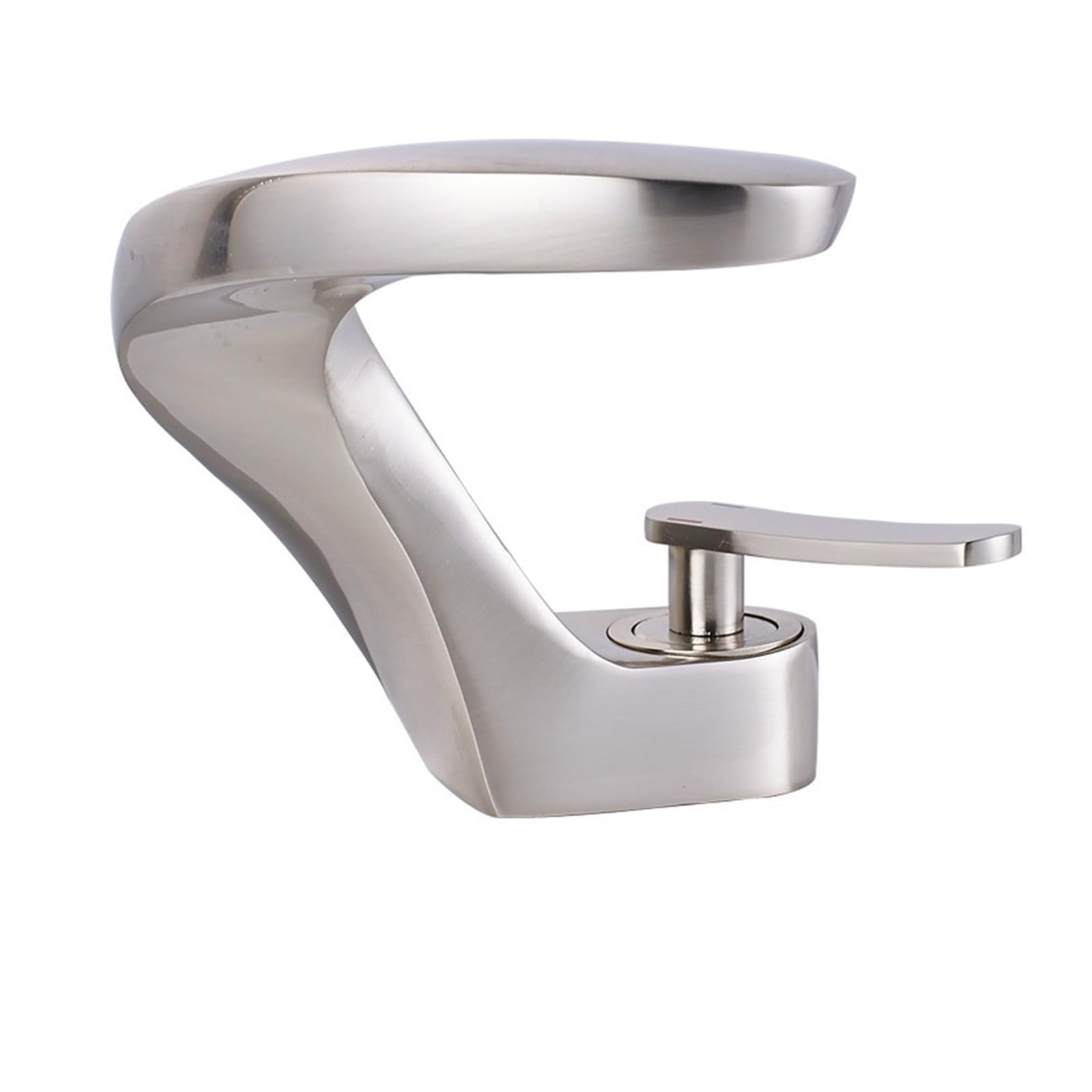 ZYCHSJXA Bathroom Sink Mixer Faucet Single Lever Deck Mounted Brass Hot and Cold Basin Taps Brushed Nickel(Brushed Nickel)