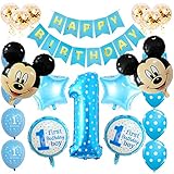 🎈【Globos de Confeti 】 ¡La combinación de los colores blanco y azul es ideal para fiestas temáticas de Mouse y agrega más brillo a tu fiesta! Magníficas decoraciones de globos de cumpleaños con temática de Mouse para su hijo.