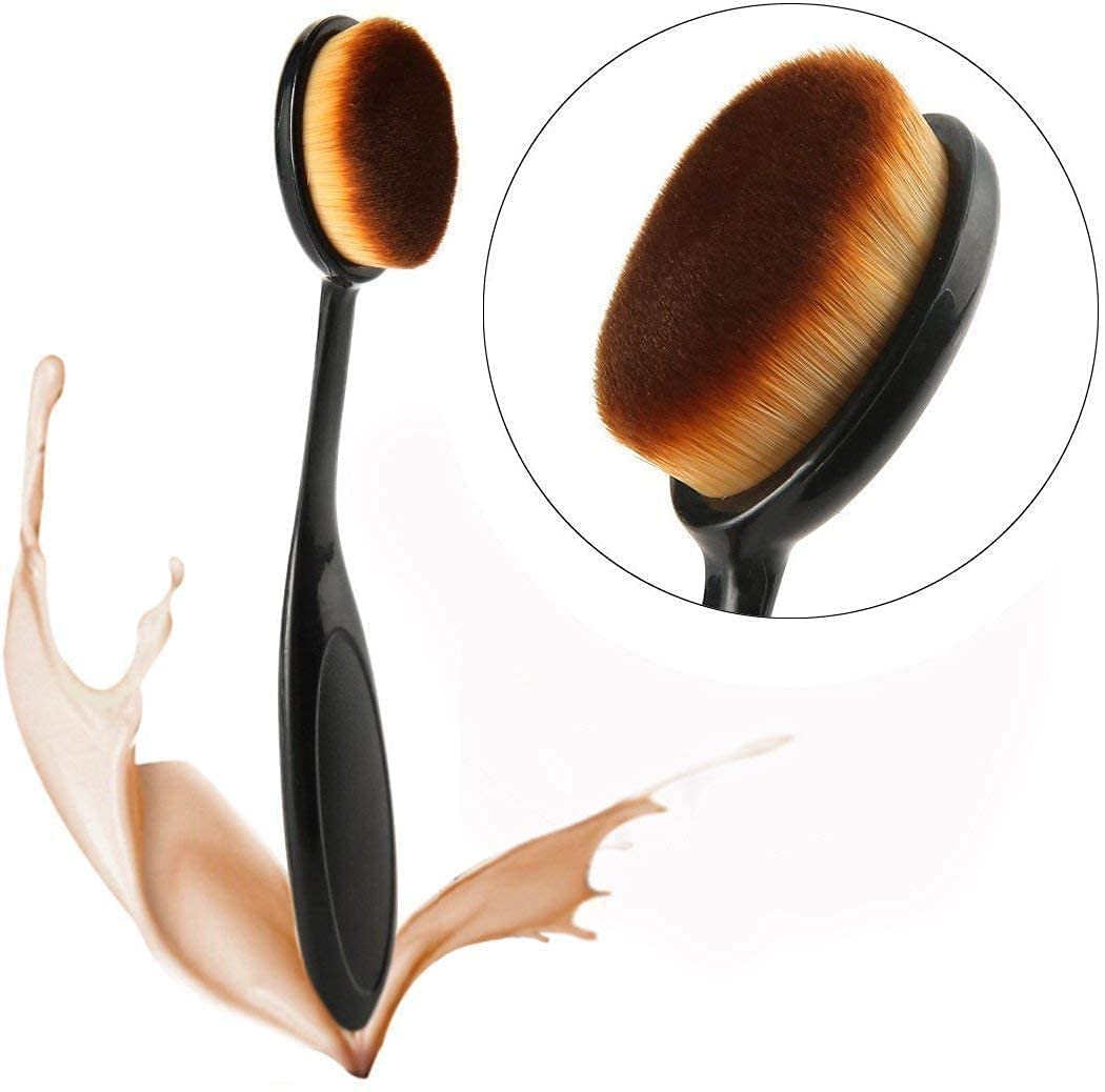 ZemGlam White Foundation Brush and Oval Foundation Brush Black and Sponge Puff (Combo of 3pc) 1