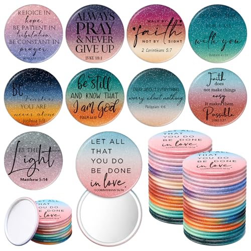 GlikCeil 40 Pcs Christian Compact Mirror Bulk for Women Pastor Wife