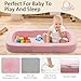 DAOLUAN Baby Travel Bassinet Bed & Chair, Fold Out Sofa Couch Lounger with 2-1 Mosquito & Canopy, Foldable Portable Travel Cot with Foam Raised Safety Bumpers for Infant Toddlers (Pink)