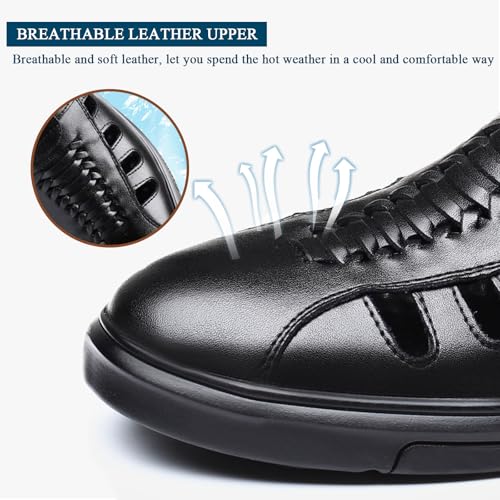 Men's Sport Sandals Leather Adjustable Lightweight Breathable Comfort Walking Sandals for Men Casual Water Beach Hiking Camping3