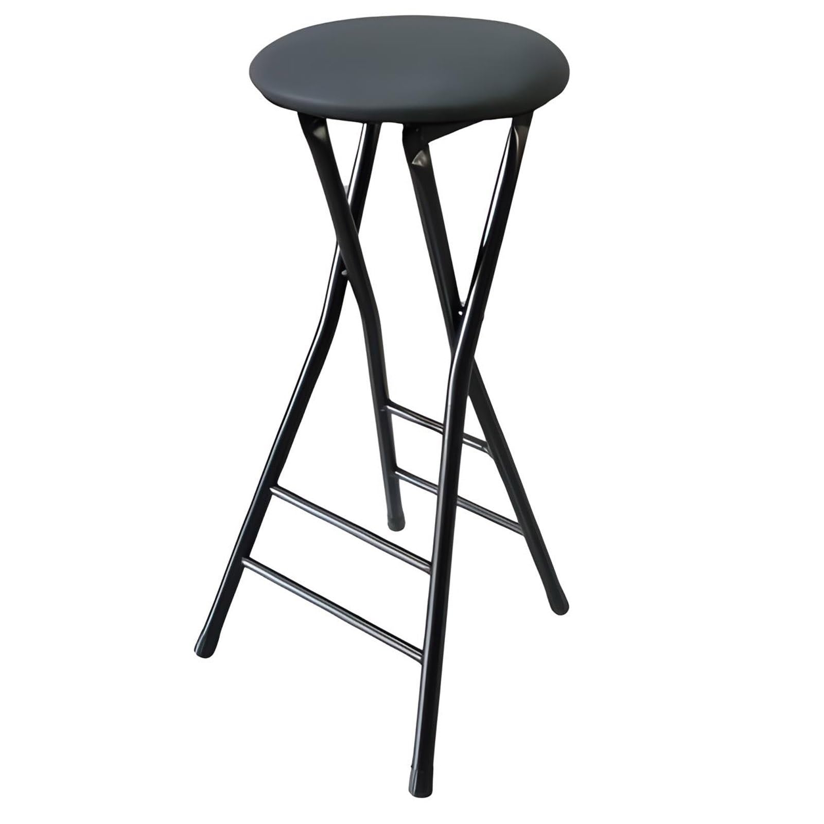 Lot De 2 Tabourets Pliants Noirs - Structure Acier Robuste 46 Cm Avec Assise Rembourrée