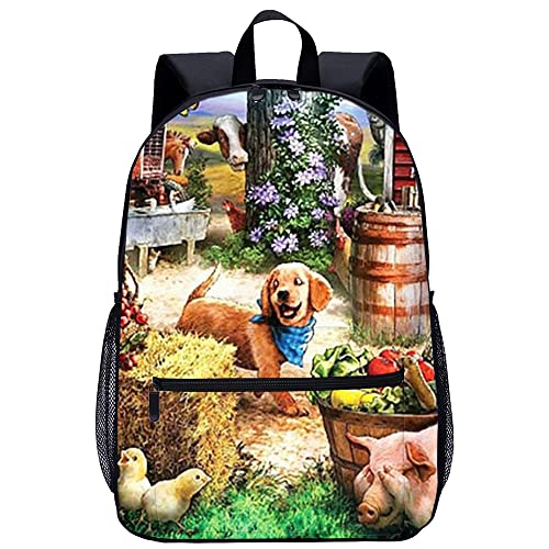 Mochila para viajes y deportes al aire libre de 45cm con impresión 3D de perro
