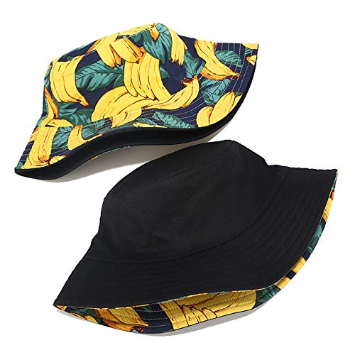 Mashiaoyi Unisex Print Double-Side-Wear Reversible Bucket Hat Banana #TOP3