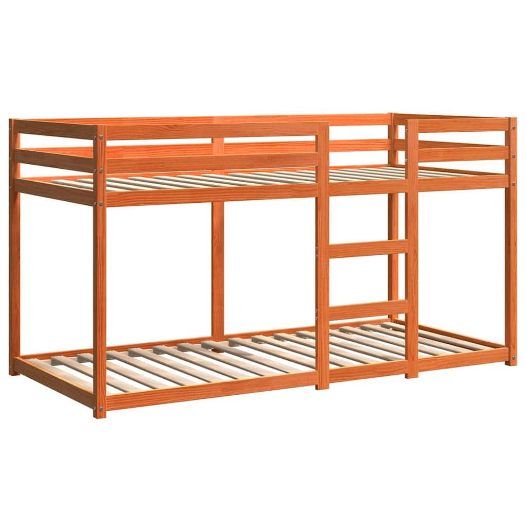 Vidaxl Bunk Bed Kids Children Twin Sleeper Wax Brown 80X200 Cm Solid Wood Pine