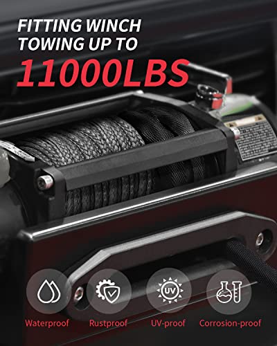 Kolvoii Synthetic Winch Rope, Winch Cable Kit 2/7" X 50Ft 11000Lbs With Heavy Duty Steel Hook, Protector Sleeve And Rubber Stopper For Towing Off Road Vehicle Atv Utv Suv Etc(Grey Rope, Black Hook) #TOP1