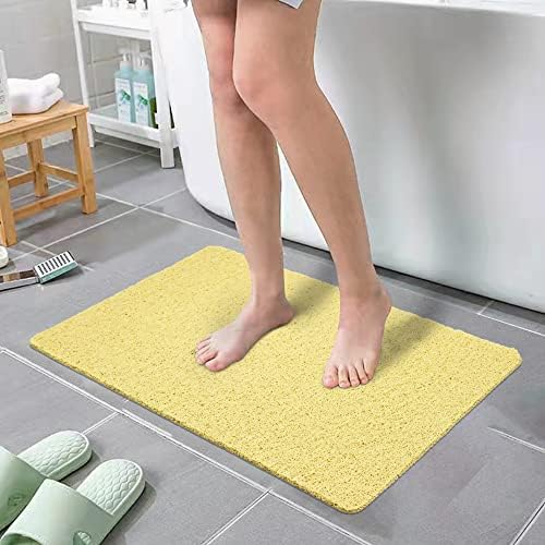 Idyfodol Loofah Shower Mat Non Slip Anti Mould PVC Machine Washable Bath Mats for Inside Shower-60 × 40 cm (Yellow)