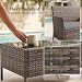 EVRE Outdoor Furniture Set 4 Seater Rattan Garden Furniture Set with Glass Coffee Table, 2 Chairs & Loveseat Sofa, Patio Furniture Set with Cushions for Garden, Balcony & Conservatory