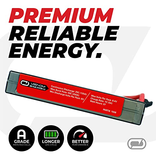 Venom Heavy-Duty 2S Lipo Battery, 25C 2S 5000Mah 7.4V Lipo Battery, High-Performance Protective Hard Shell Case 2S Lipo Rc Battery With Universal Plug And Play Design, Durable 12 Gauge Wire & Adapter #TOP6