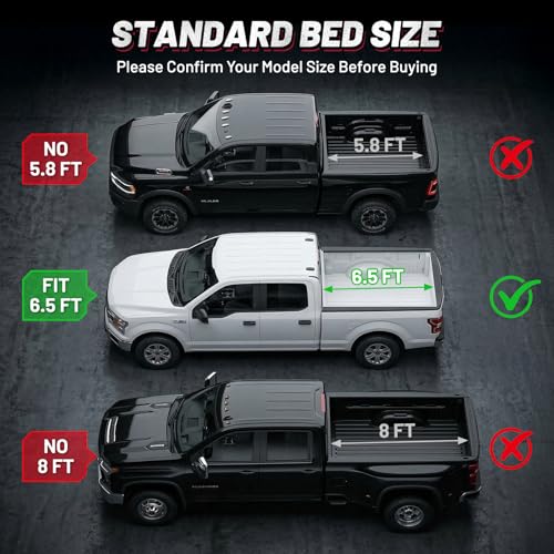 Image of BDFHYK Hard Tri-Fold Tonneau Cover for Chevy Silverado GMC Sierra 1500 2019-2026 6.6 FT (79.4 inch) Bed, Waterproof Low Profile Truck Bed Cover with Anti-Theft Lock, Easy Install for Camping Work Trucks