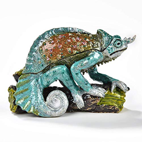 Kalifano Decorative Jewelry Box For Women With Swarovski Element Crystals And Gemstones Shaped Like Lizards Made For Storage And Organization - Handmade Earring Organizer, Necklace Organizer, Ring Box #TOP30