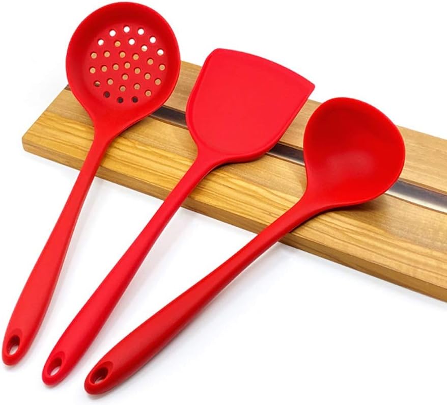 One Silicone Slotted Shovel Slotted Spoon Rice Spoon Soup Spoon Set Cooking Spoon Shovel Non-Stick Spatula Spoon Set Kitchenware