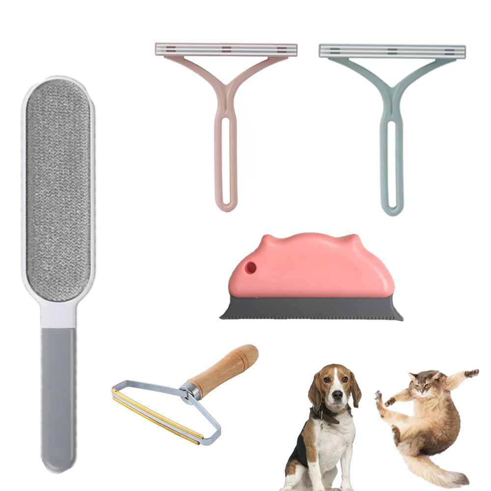 CuiCanfla 5 Pcs Manual quitapelusas portátil, Quita pelos Mascota, Cepillo quitapelos Mascotas,Removedor de Pelusa, Cepillo quitapelusas Ropa para Ropa, Animales, Sofás, Alfombras, Coches, Sabanas