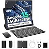 Tablet Android 15 actualizada de 10 pulgadas, 24GB+128GB+1TB Expand, WiFi 6 BT 5.4, carga rápida tipo C, cámara dual, pantalla ancha L1 HD IPS con teclado