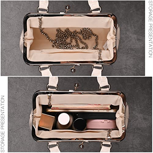 Image of GM LIKKIE Kiss Lock Purses and Handbags, Vintage PU Leather Clutch Purses for Women, Top Handle Evening Handbag