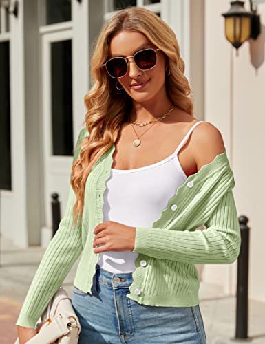 Image of Womens Cropped Cardigan Knit Shrugs for Dresses Tops V Neck Button Down Cardigans Sweaters
