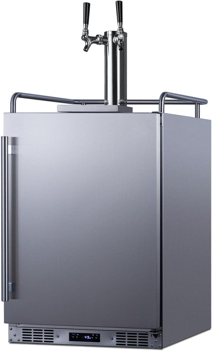 Summit 24" Outdoor Wine & Beer Kegerator, Dual Tap, Weatherproof, Beer and Wine Dispenser, Stainless Steel - SBC683OSTWINBW