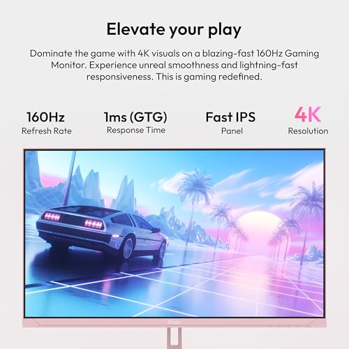 Image of Pixio Two PX27U Wave Pink 27 inch 160Hz Refresh Rate 4K 3840x2160p Resolution Fast IPS Panel 1ms GTG Response Time 4K Gaming Monitor and PS1D Wave Pink Dual Monitor Arm