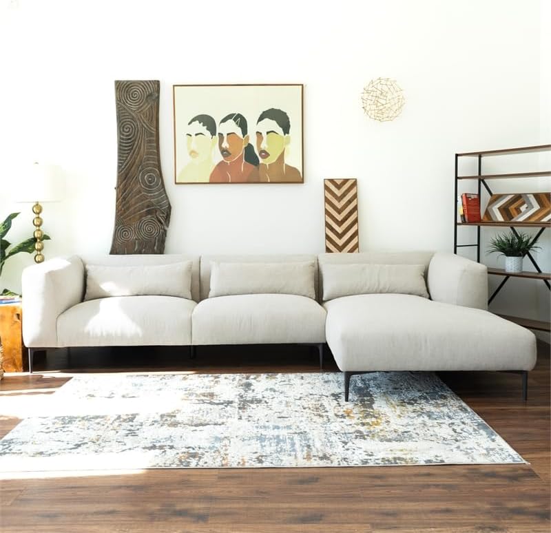 Miniatura 6 de Ashcroft Furniture Co Saviola - Sofá seccional de esquina de esquina de tela beige orientado a la derecha