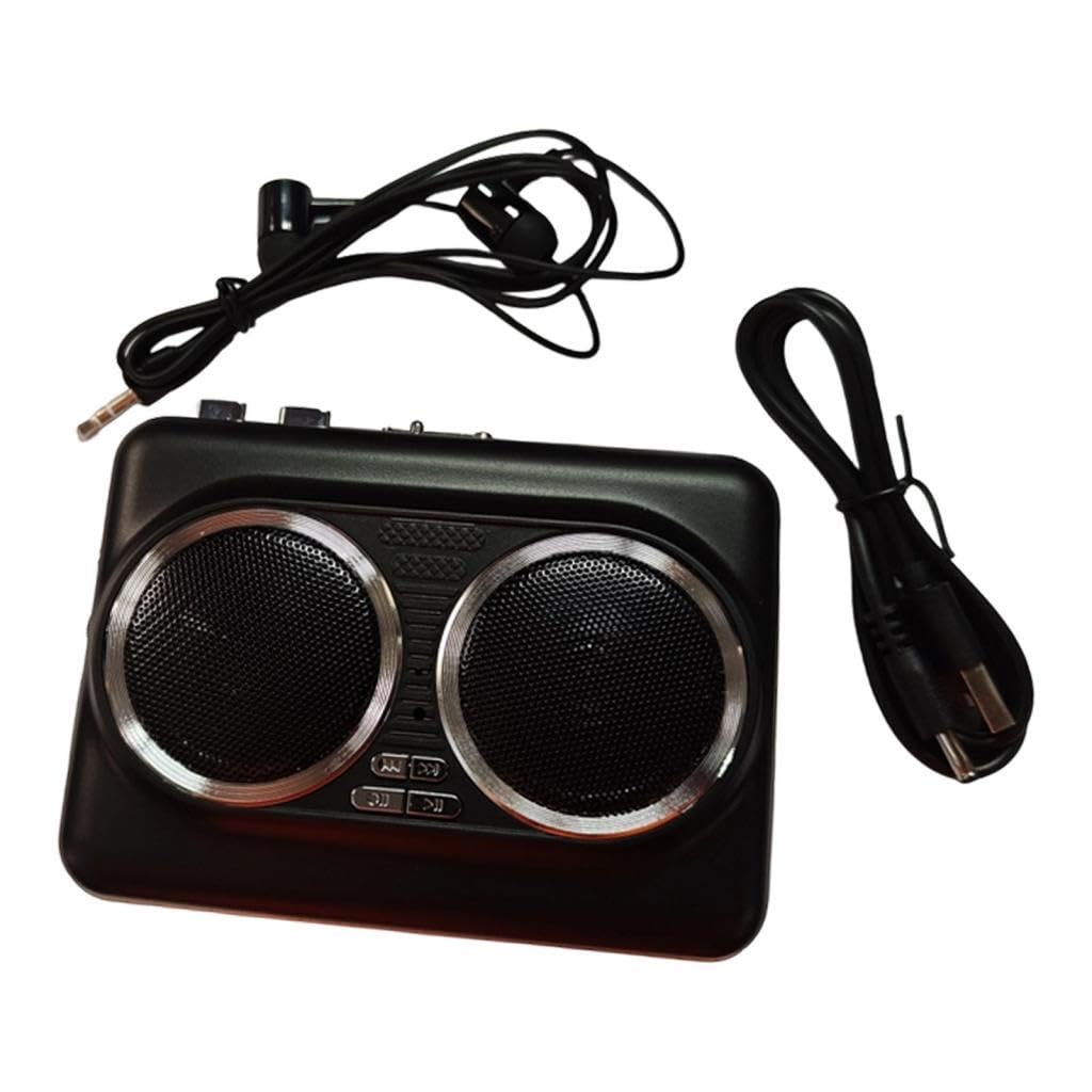 F Fityle Reproductor de Cintas Cassette Conversor Cassette a MP3 con Entrada para Auriculares Altavoz Doble Portátil con Control de Volumen Función de Digitali, Negro