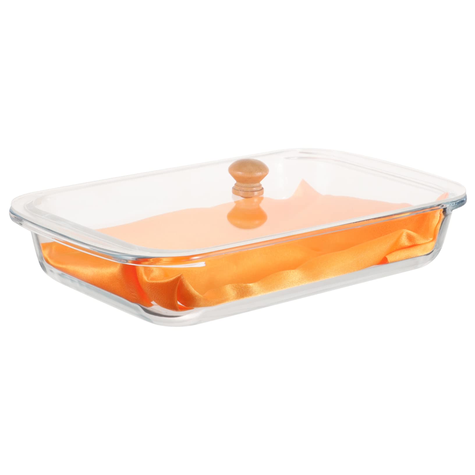 1 zestaw Szkło Lidded Tray Do Dekoracji Prostokątny Talerz Przekąski i Owoce z Pokrywką Idealny Do Domu i Restauracji z Żeń Szeniem i Żółtą Serwetą